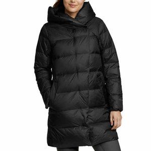 NWT Women's Black EDDIE BAUER Cirruslite Down Wrap Parka Coat, Size XL